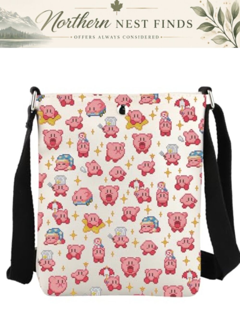 Waterproof Polyester Crossbody Bag Cartoon Sling Purse Adjustable Strap